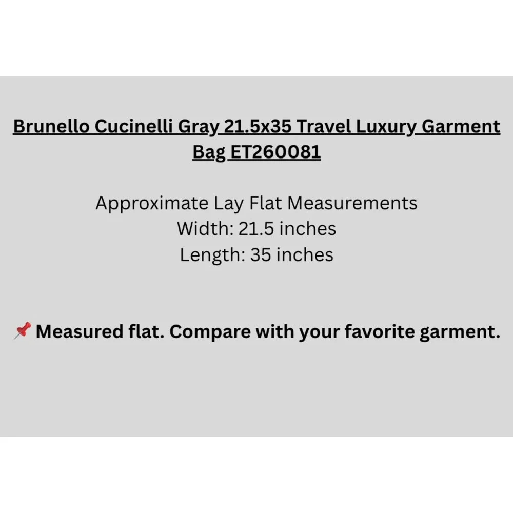 Brunello Cucinelli Gray 21.5x35 Zip Closure Travel Luxury Garment Bag